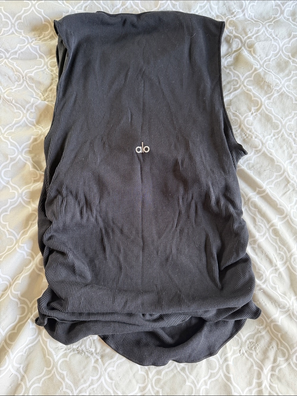ALO Yoga Ribbed Sleeveless Tank Top - Charcoal Gray - Picture 2 of 2